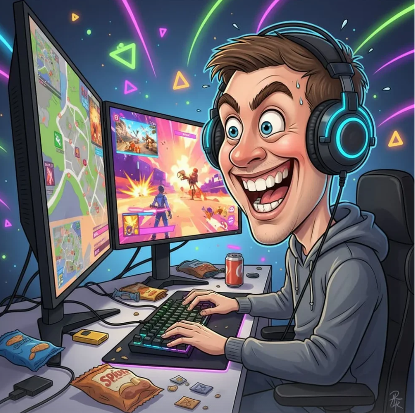 Gamer Digital Art Caricature